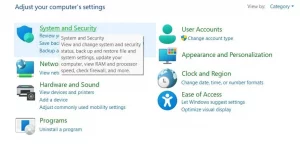 System & Security Option