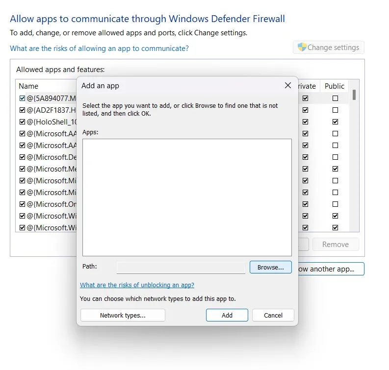 allow apps