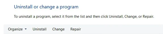 click on repair button