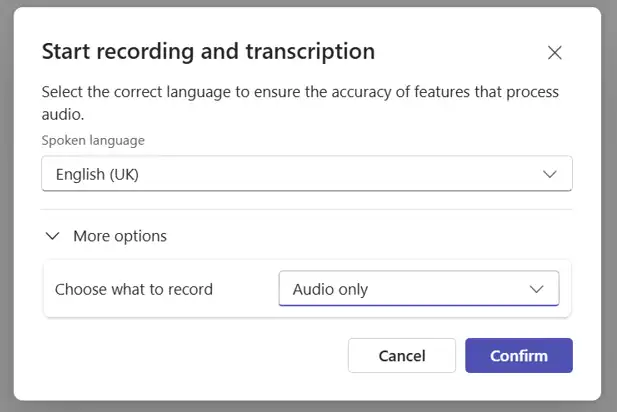 recording in audio-only mode