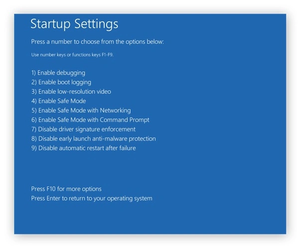 startup settings