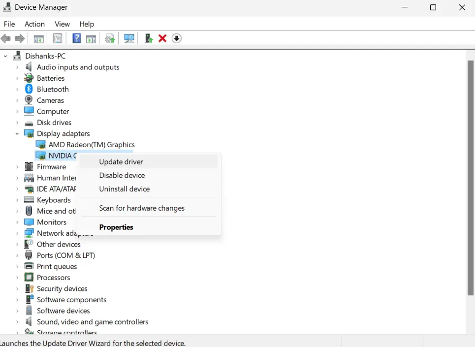 update driver using device manager