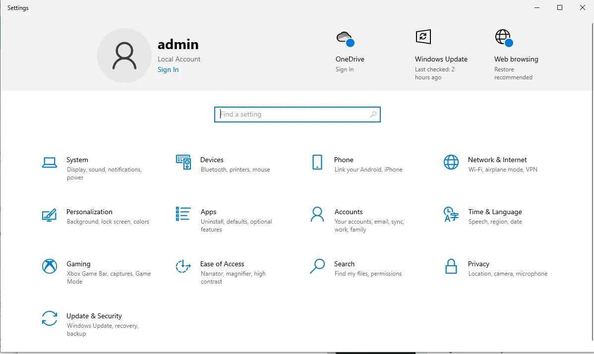Windows Settings