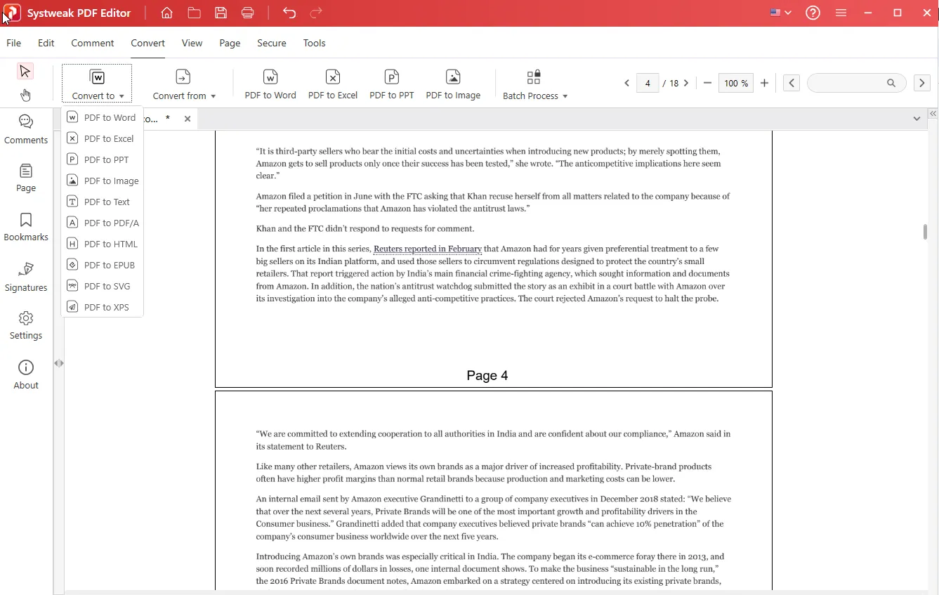 Convert to and from PDF_Systweak PDF Editor
