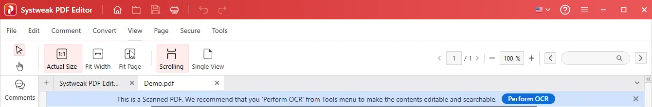 Perform OCR_Systweak PDF Editor