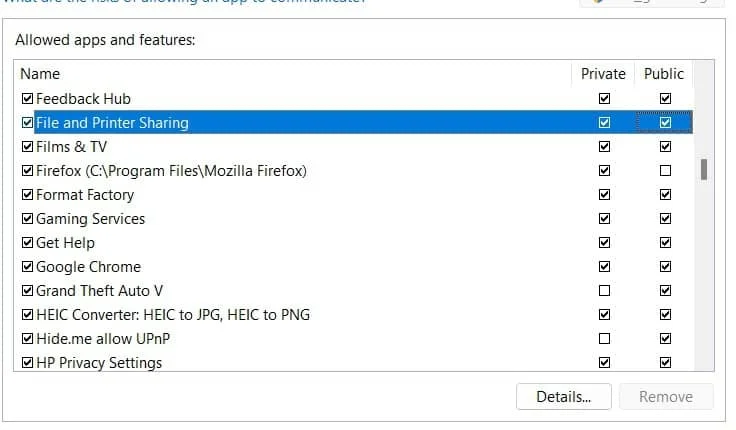 File-Printer-Sharing-option