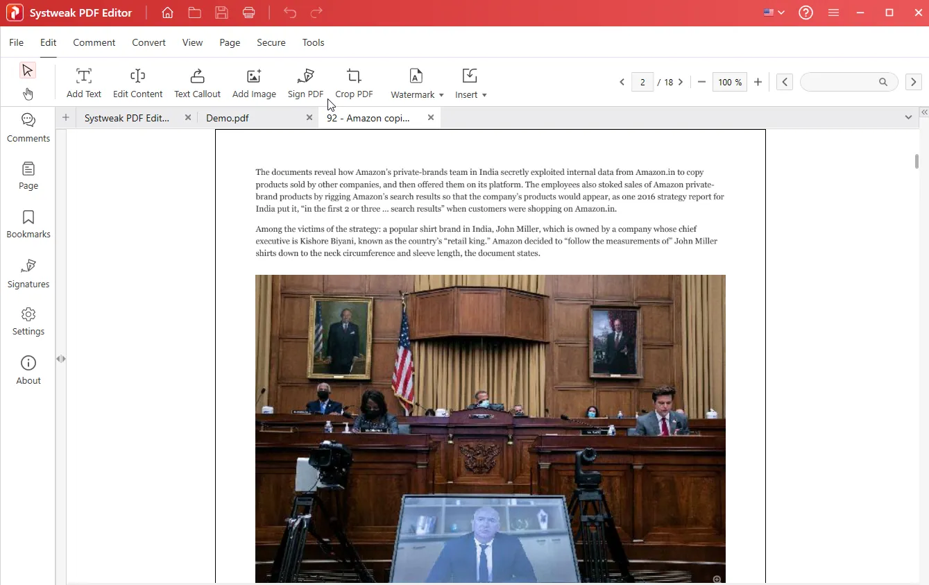 Left menu_Systweak PDF Editor