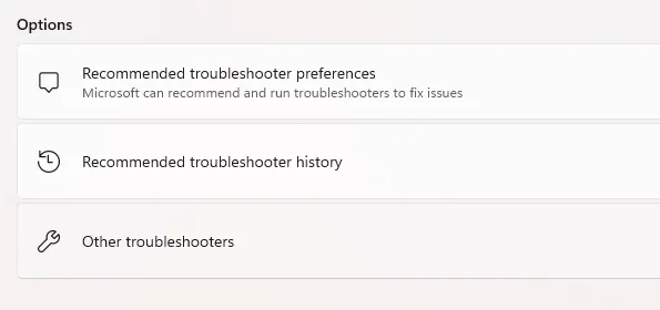 Select Other troubleshooters