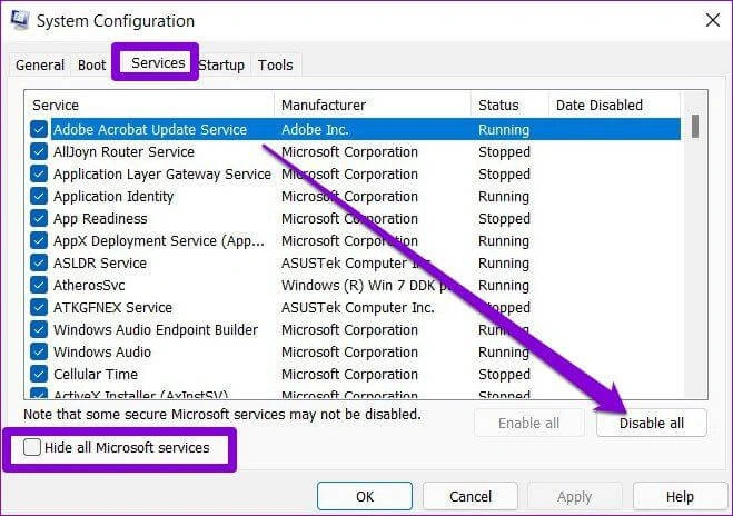 Services-tab-System-Configuration-window