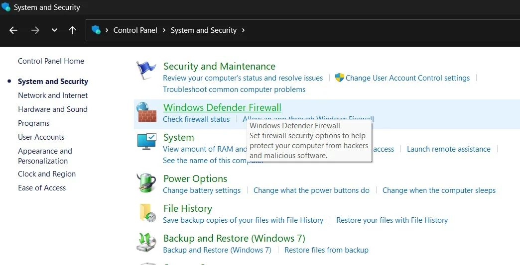 System-Security-option