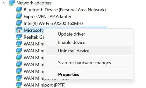 Tunneling Pseudo-Interface driver uninstall