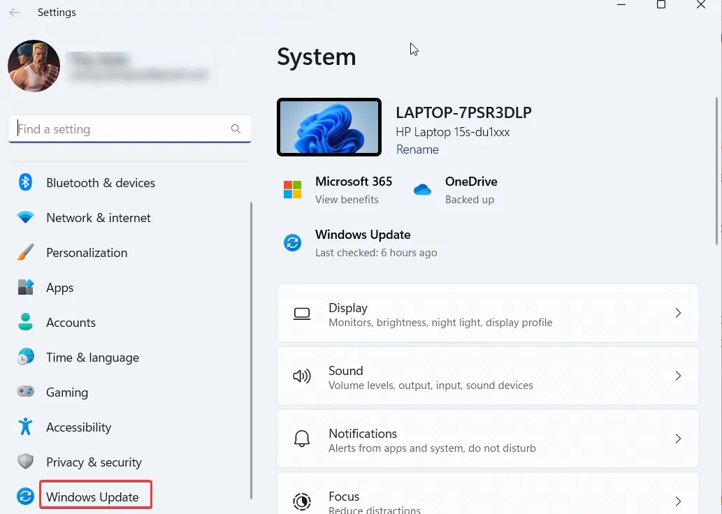 click on Windows Update