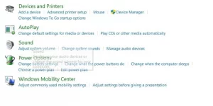 control panel menu