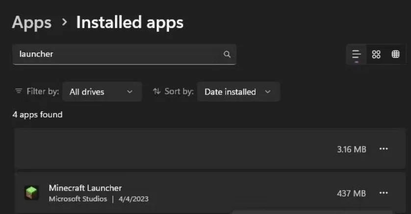 search-for-Minecraft-Launcher-in-installed-applications