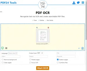 select language pdf24 tool