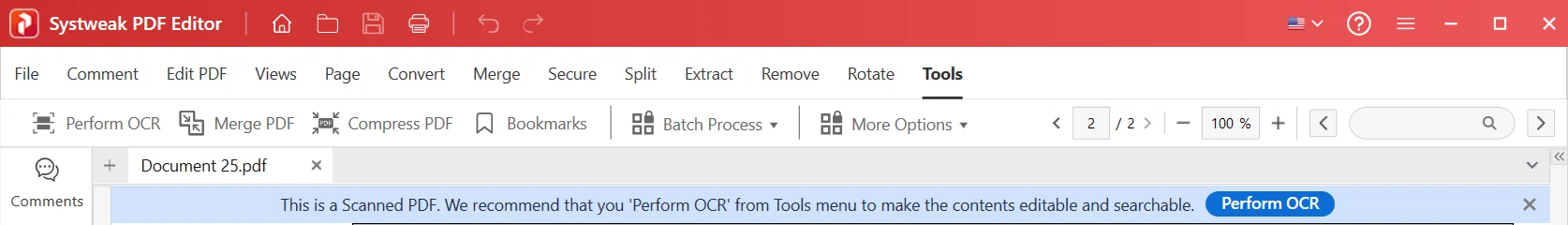 systweak pdf editor tools tab