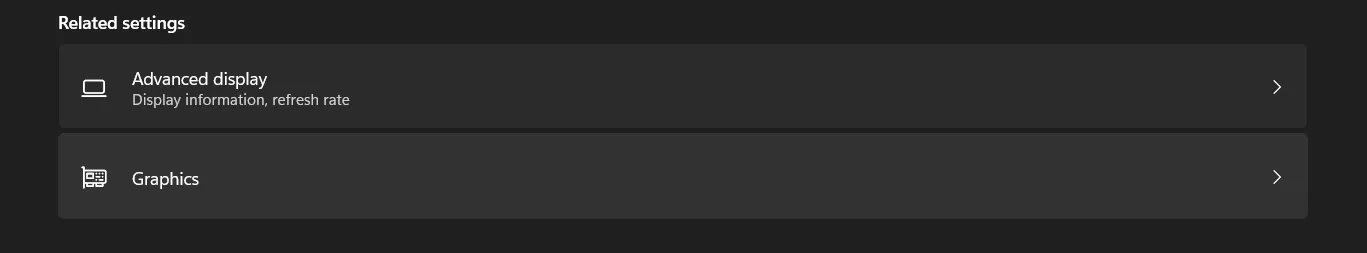 Graphics settings option