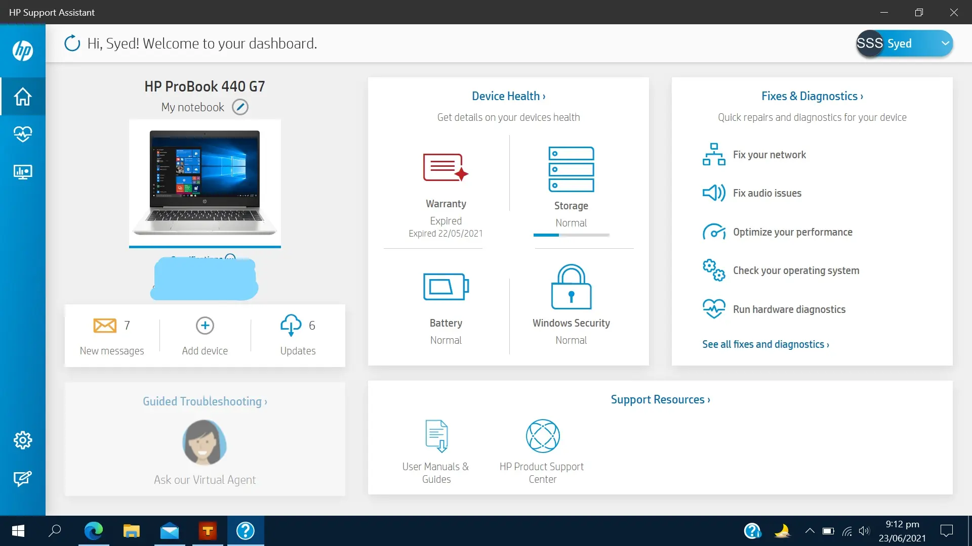 HP support assistant software