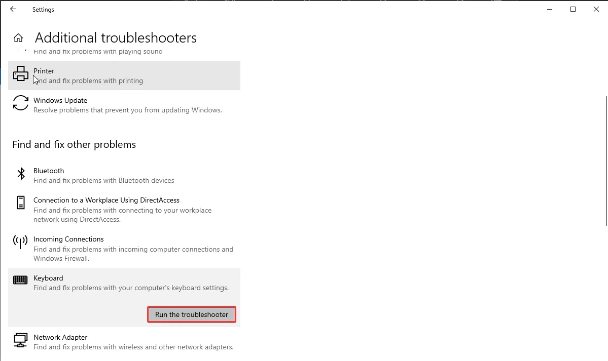 Run the troubleshoot