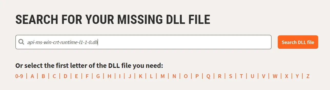 Search for missing .dll file
