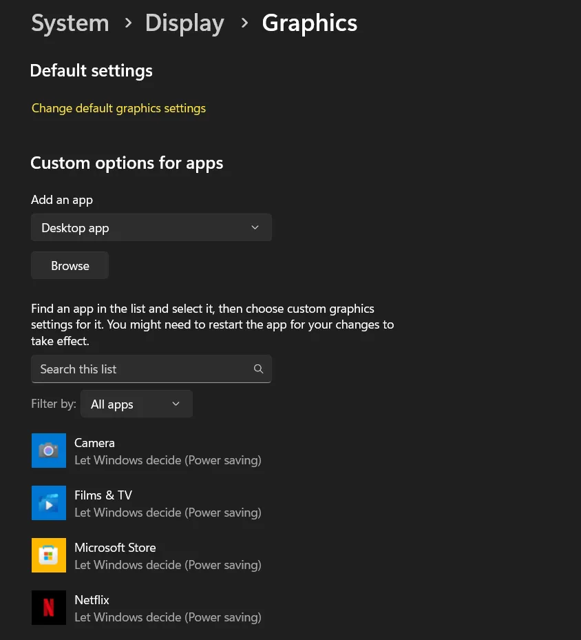 browse option