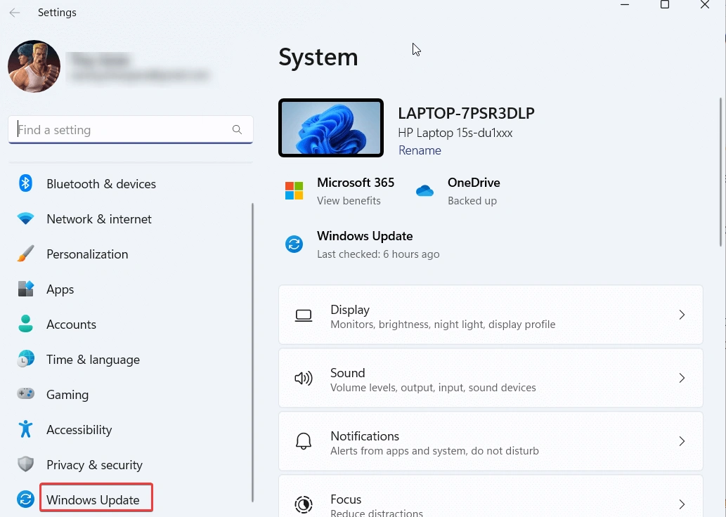 click on Windows Update