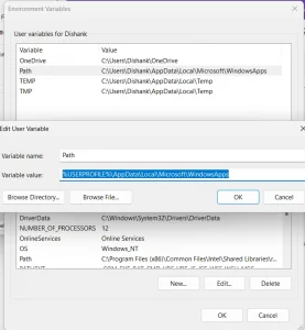click on edit to set path