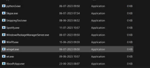 find WinGet.exe file