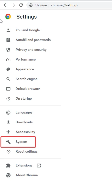system tab