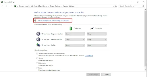 Change settings that are currently unavailable