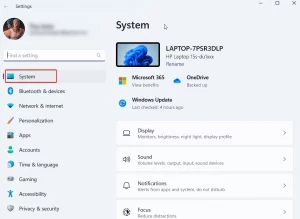 Open Settings in windows
