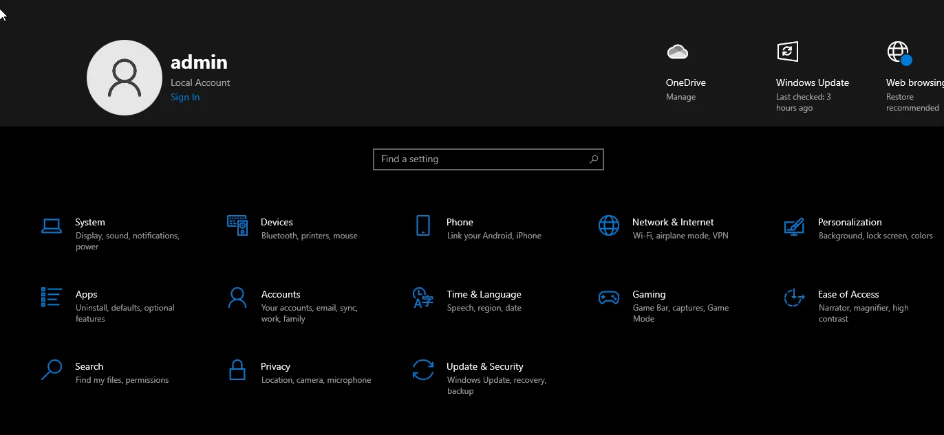 System settings