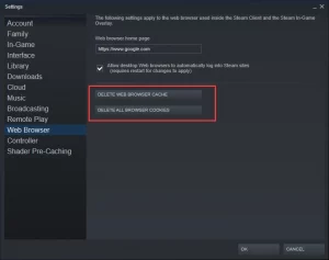 Web Browser option in steam