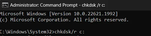 chkdsk r command