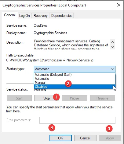 cryptographic services option