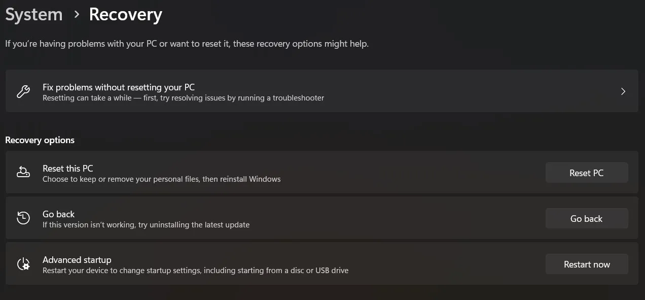windows recovery