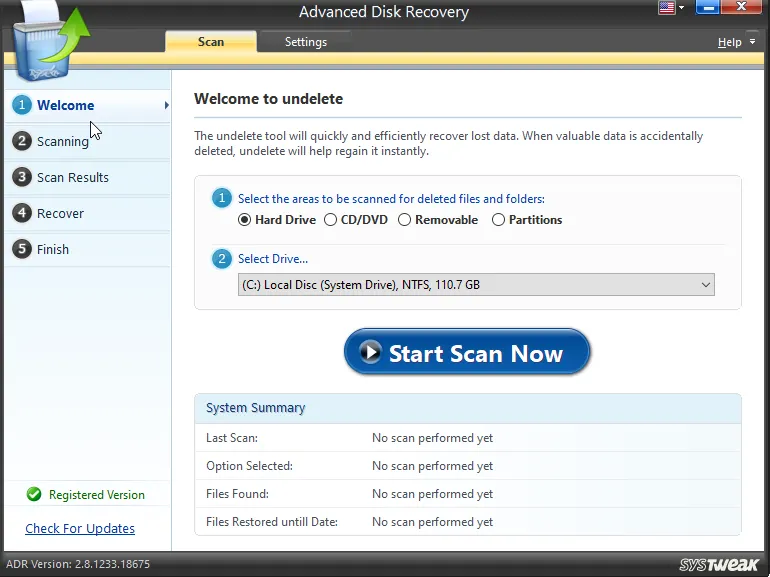 Advanced Disk Recovery_Home Screen