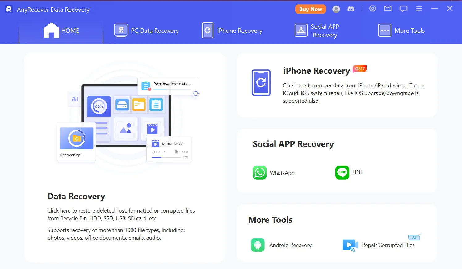 AnyRecover New Screenshot