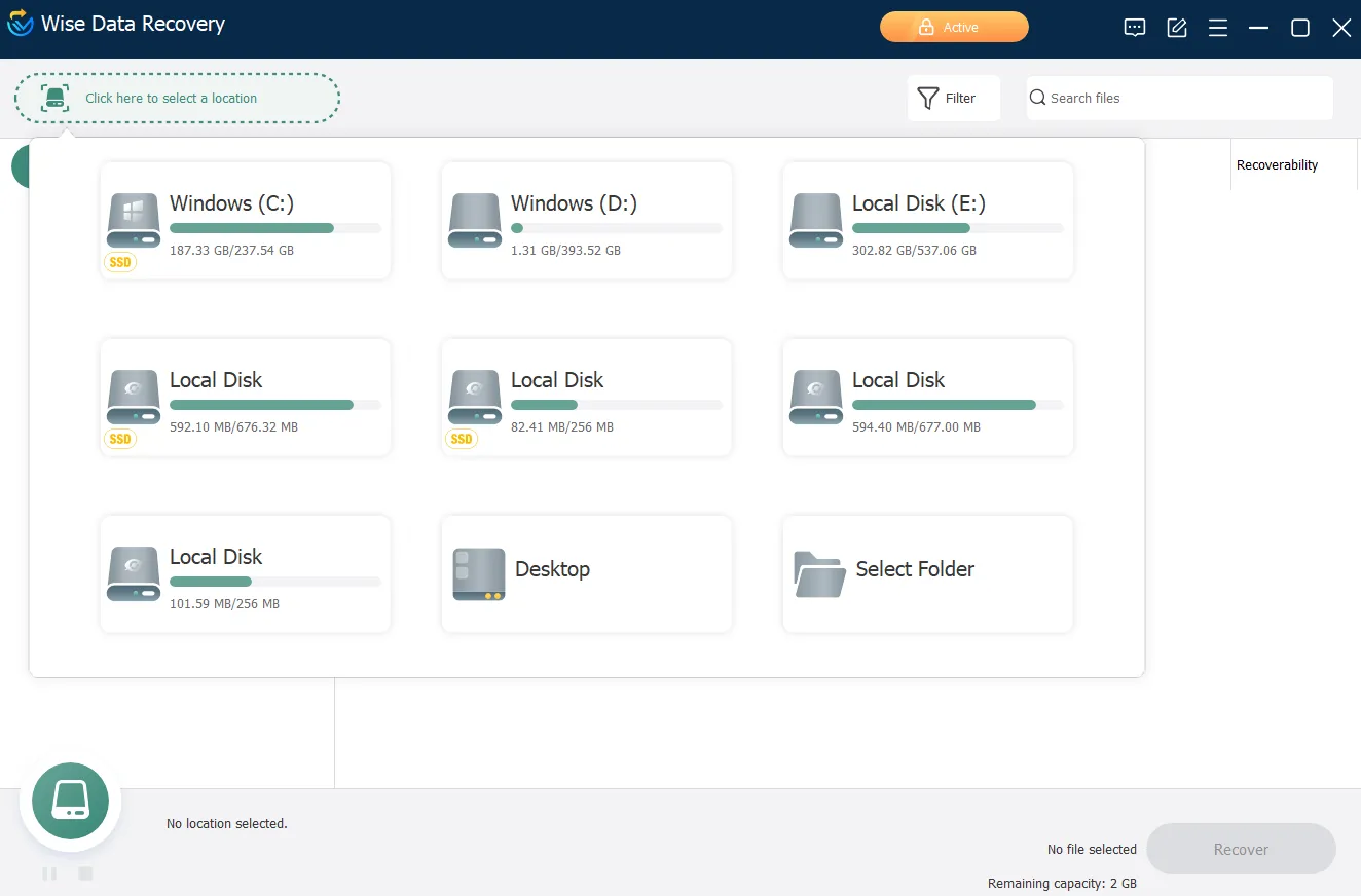 Wise Data Recovery New Screenshot