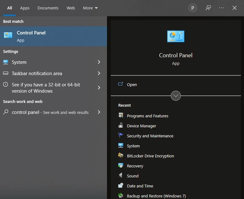 search-control-panel