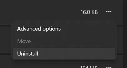 uninstall option