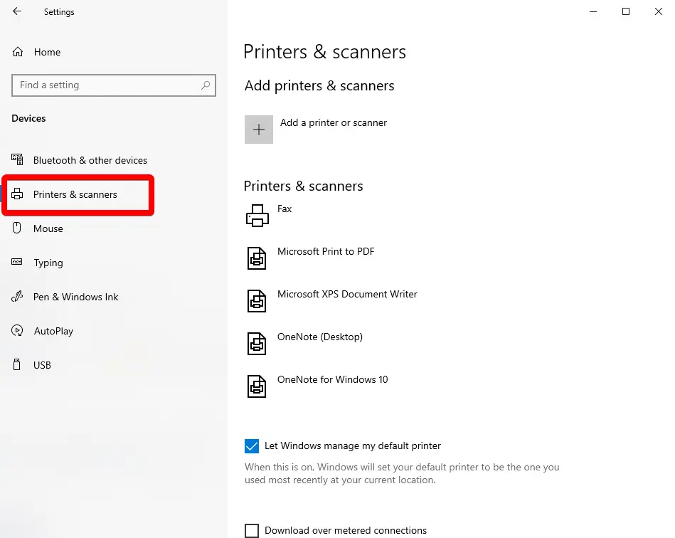 Find Printers and Scanners.