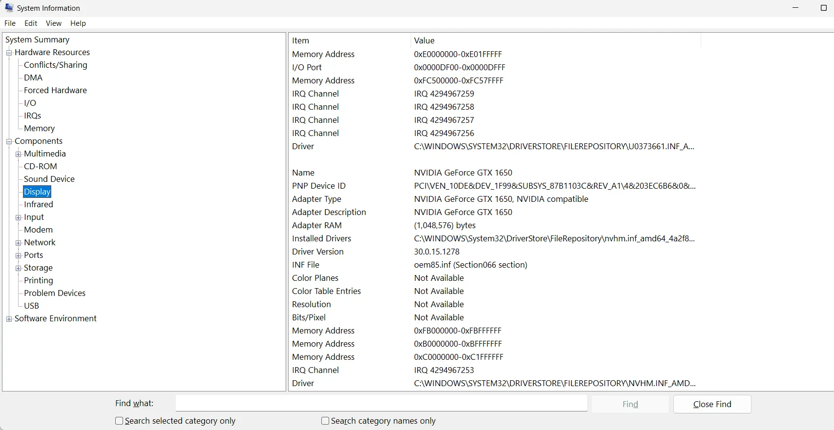 find information about components
