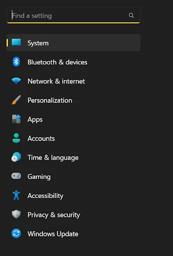 look for Windows Update