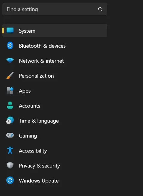 open system setting