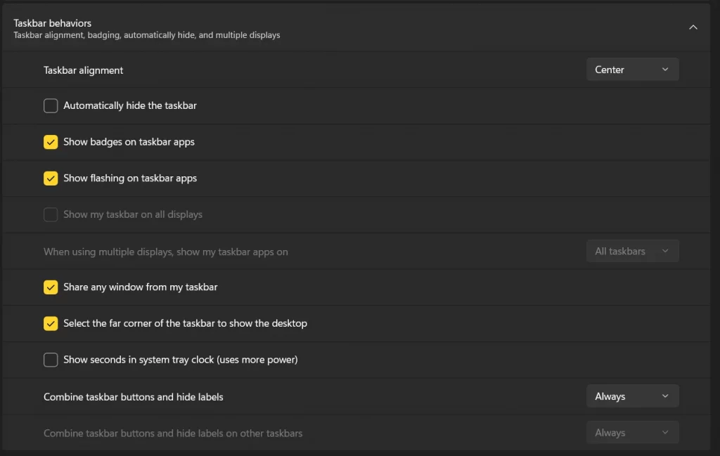 taskbar Behaviour