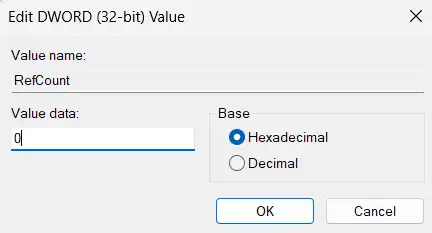 Change-Refcount-value-from-1-to-0