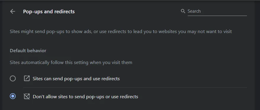 Click on Do Not Allow