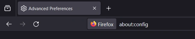 Firefox url bar address typed - about config