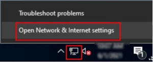 Open Network & Internet Settings in network icon